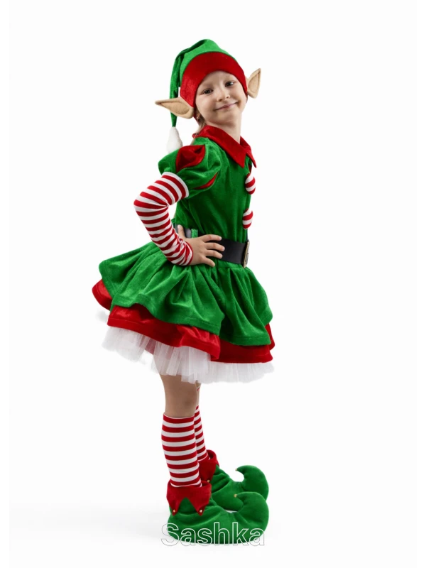 Карнавальний костюм Міс Різдвяний Ельф для дівчинки, розмір 98-140